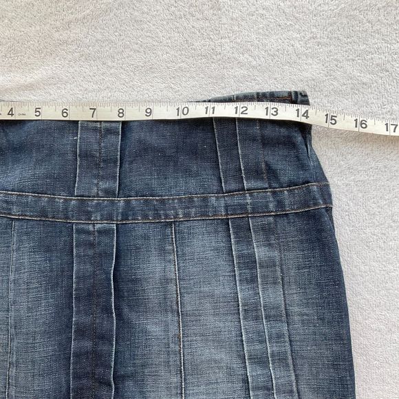 Vintage AX ARMANI EXCHANGE Women Skirt Chambray Cotton Linen Blend Size 0P 90's - Picture 6 of 10